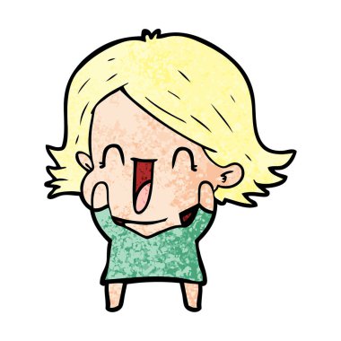 vektör çizim karikatür mutlu kadın