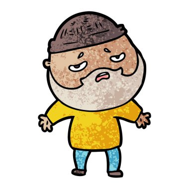 Sakallı endişeli adam çizgi film