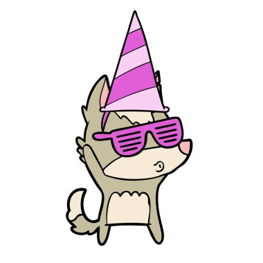 vektör çizim karikatür kurt ıslık