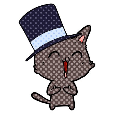 vektör çizim karikatür mutlu kedi