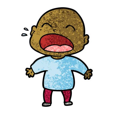 karikatür bağırarak kel adam