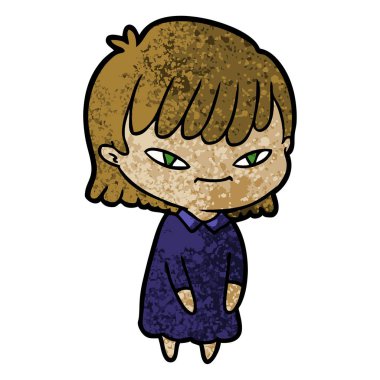 Çizgi filmdeki kadının vektör çizimi