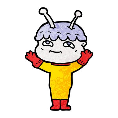 uzay adamı dostu karikatür sallayarak