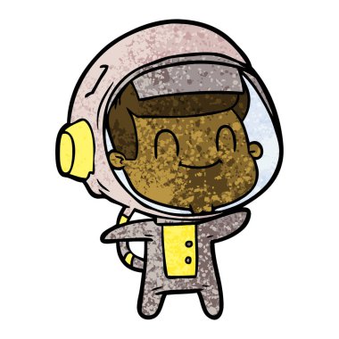 mutlu karikatür astronot vektör çizim