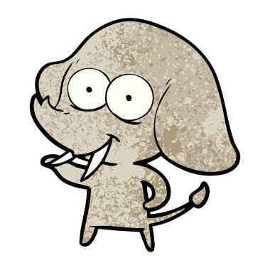 mutlu çizgi film fil vektör çizim