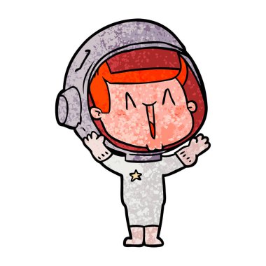 mutlu karikatür astronot vektör çizim