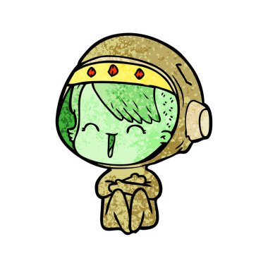 mutlu karikatür alan kız