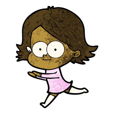 mutlu çizgi film kız vektör çizim