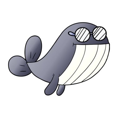 gözlük takan karikatür balina