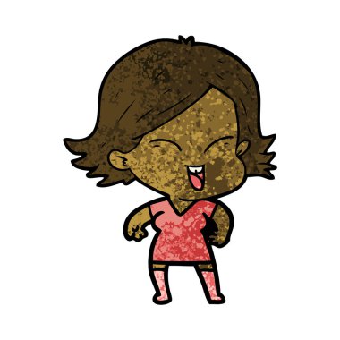 mutlu çizgi film kız vektör çizim