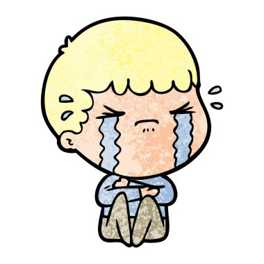 vektör çizim karikatür adam ağlıyor