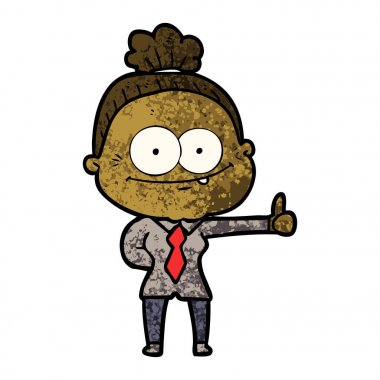 karikatür mutlu yaşlı kadın