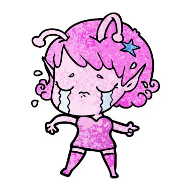 ağlayan uzaylı kız çizgi film