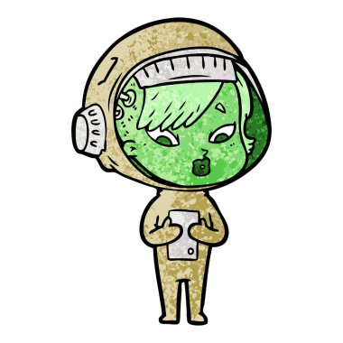 vektör çizim karikatür astronot kadın