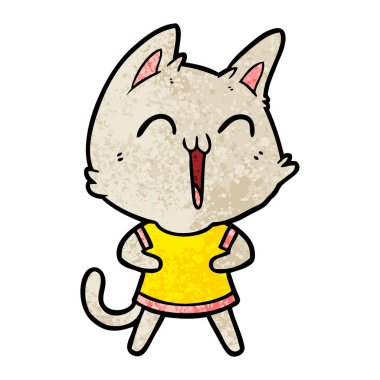 vektör çizim karikatür mutlu kedi
