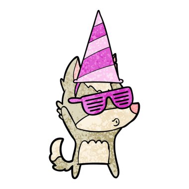 vektör çizim karikatür kurt ıslık