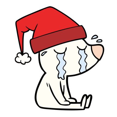 oturma kutup ayısı ağlıyor çizgi film