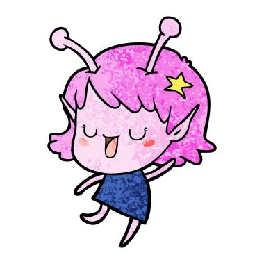 mutlu uzaylı kız çizgi film gülüyor