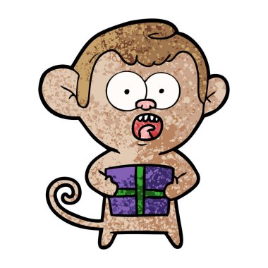 vektör çizim karikatür şok maymun