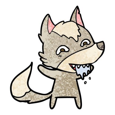 vektör çizim karikatür aç kurt