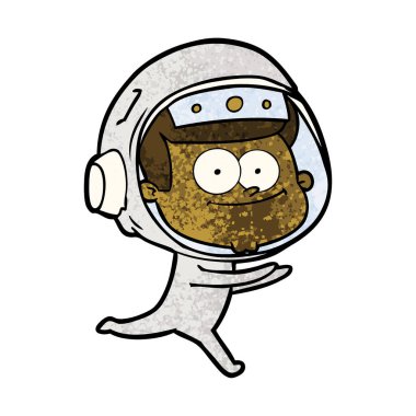 mutlu astronot karikatür vektör çizim