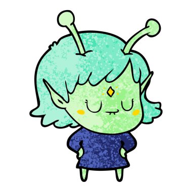 vektör çizim karikatür uzaylı kız