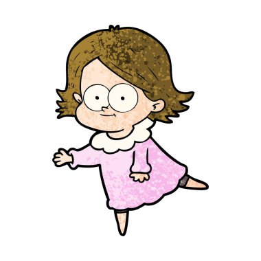 mutlu çizgi film kız vektör çizim