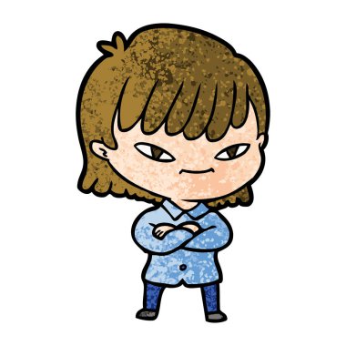 Çizgi filmdeki kadının vektör çizimi