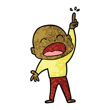 karikatür bağırarak kel adam