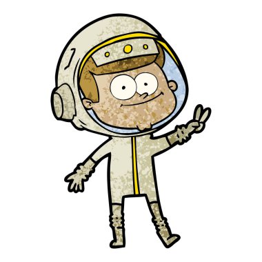 mutlu astronot karikatür vektör çizim