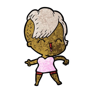 karikatür mutlu hippi kız