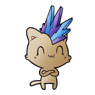 vektör çizim karikatür mutlu kedi