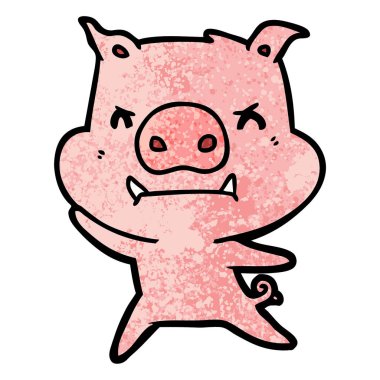 kızgın çizgi film domuz vektör çizim