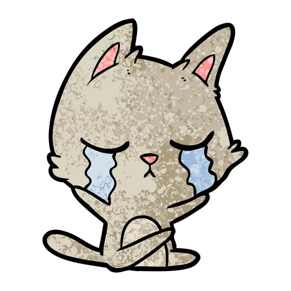 Vector Illustration Crying Cartoon Cat — Stock Vector