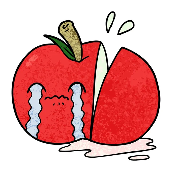 Dibujos Animados Triste Rodajas Manzana — Archivo Imágenes Vectoriales