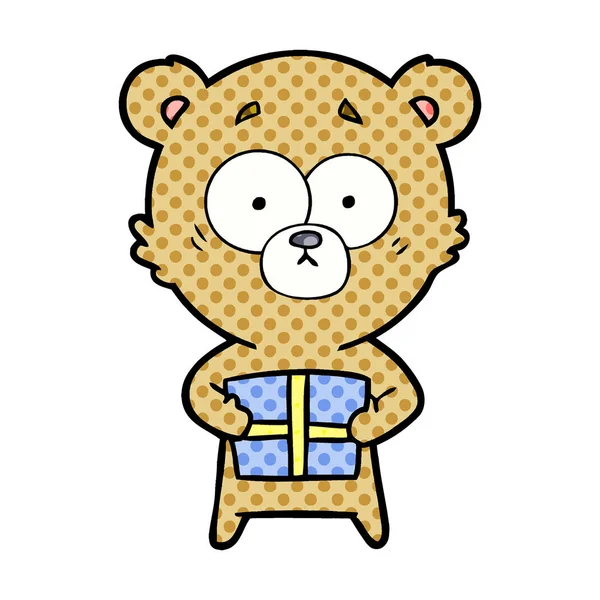 Bear Cartoon Chraracter Met Heden — Stockvector