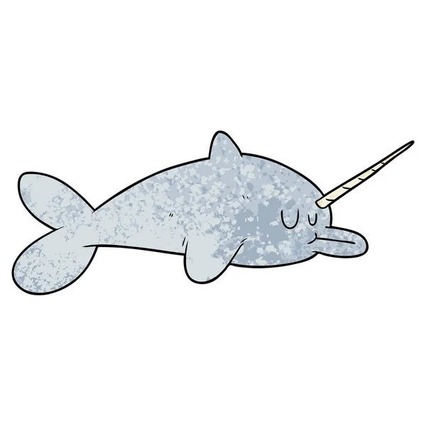 Vektorillustration Von Cartoon Narwhal — Stockvektor