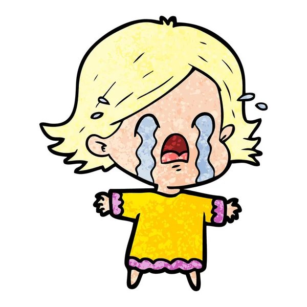 Vector Illustration Cartoon Woman Crying — Stock Vector