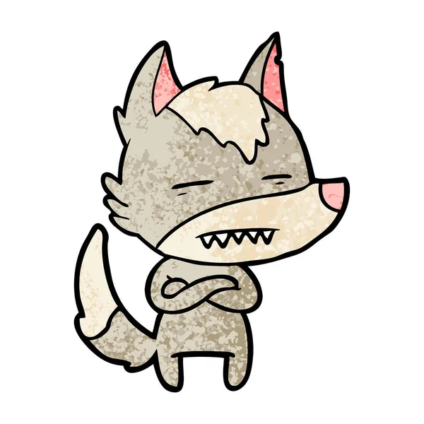 Cartoon Wolf Weergegeven Tanden — Stockvector