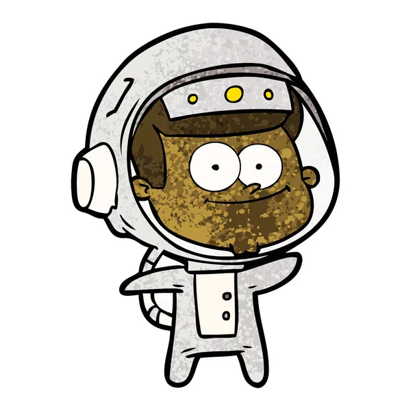 Mutlu Astronot Karikatür Vektör Çizim — Stok Vektör