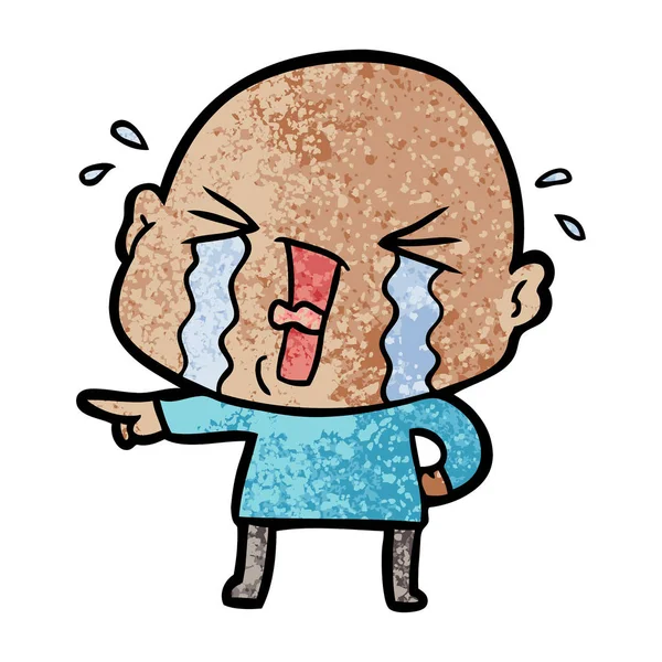 Desenho Animado Chorando Homem Careca — Vetor de Stock