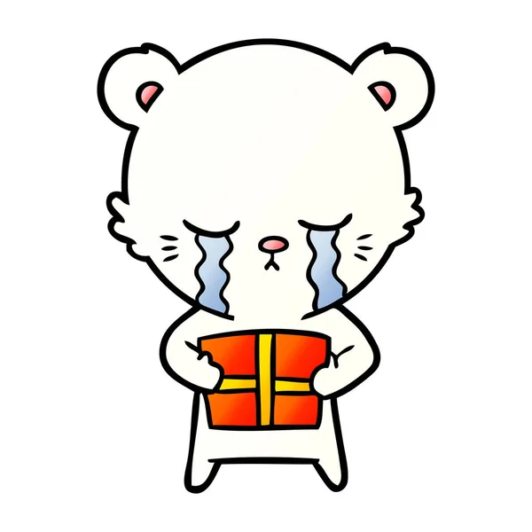 Triste Poco Polar Oso Dibujos Animados — Vector de stock