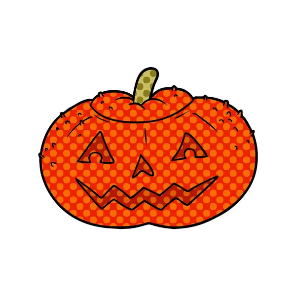 Vektor Illustration Tecknad Halloween Pumpa — Stock vektor