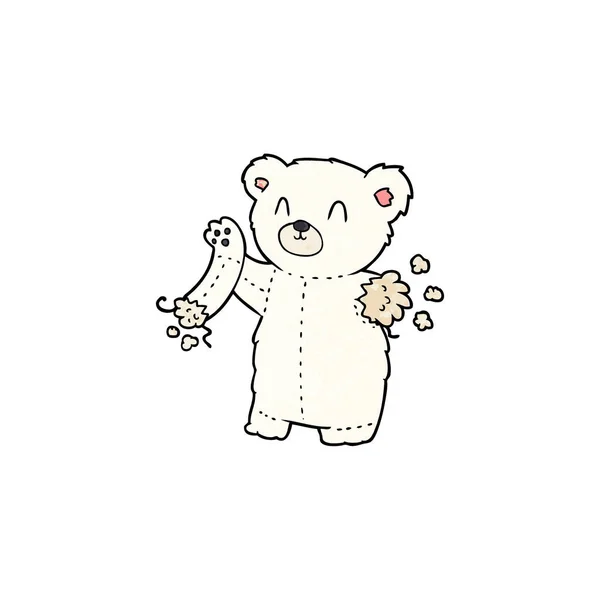 Cartoon Polar Bear Teddy Torn Arm — Stock Vector