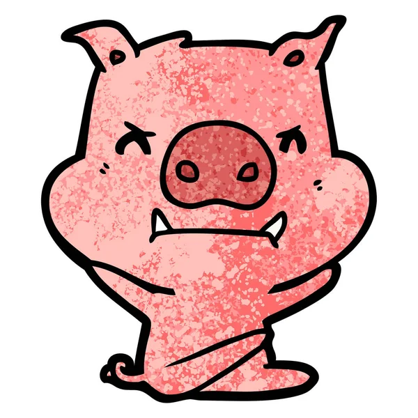 Векторная Иллюстрация Разгневанной Мультяшной Свиньи — стоковый вектор