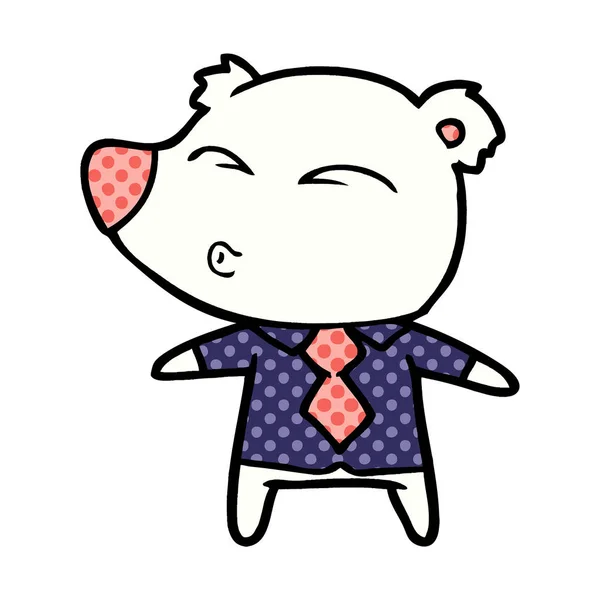 Oso Polar Camisa Corbata Dibujos Animados — Vector de stock