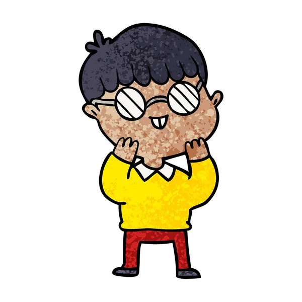 卡通男孩戴眼镜 — 图库矢量图片