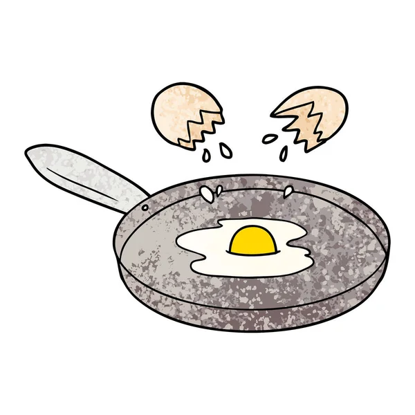 Cartoon Pan Frying Egg — Stock Vector