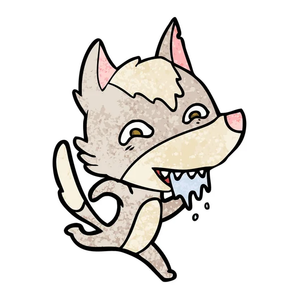 Vektorové Ilustrace Kreslené Hladový Vlk — Stockový vektor
