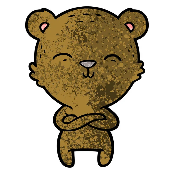Feliz Confiante Urso Dos Desenhos Animados — Vetor de Stock